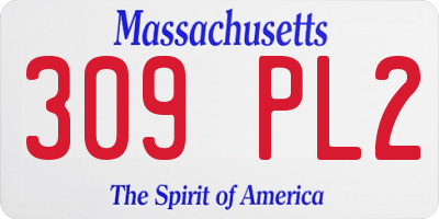 MA license plate 309PL2