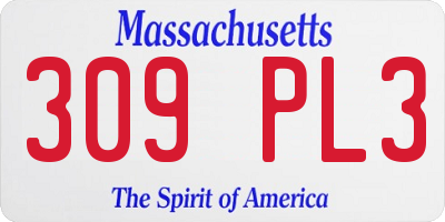 MA license plate 309PL3