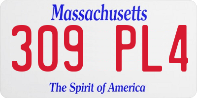 MA license plate 309PL4