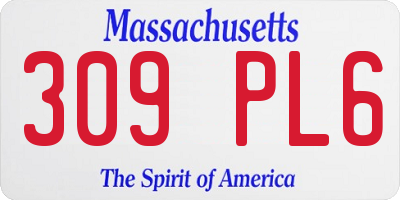 MA license plate 309PL6