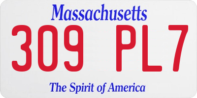 MA license plate 309PL7