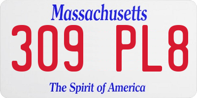 MA license plate 309PL8