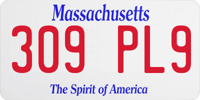 MA license plate 309PL9