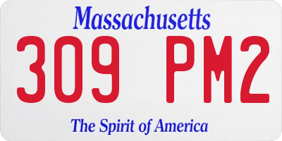 MA license plate 309PM2