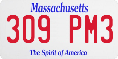 MA license plate 309PM3