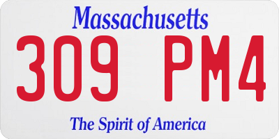 MA license plate 309PM4