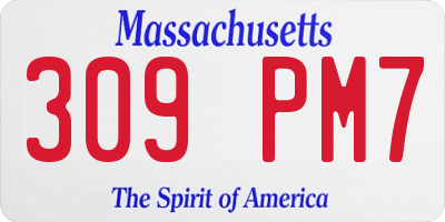 MA license plate 309PM7