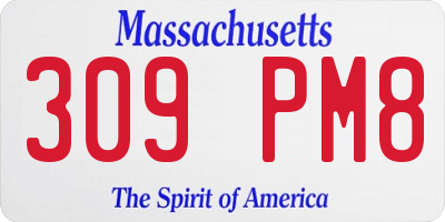 MA license plate 309PM8