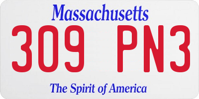 MA license plate 309PN3