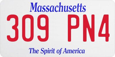 MA license plate 309PN4