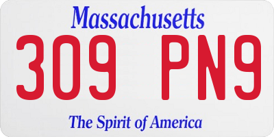 MA license plate 309PN9