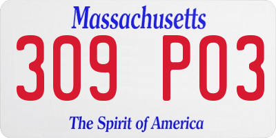 MA license plate 309PO3