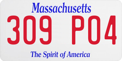 MA license plate 309PO4