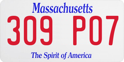 MA license plate 309PO7
