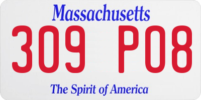 MA license plate 309PO8