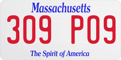MA license plate 309PO9