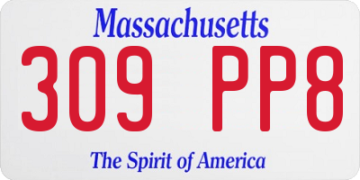MA license plate 309PP8