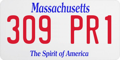 MA license plate 309PR1