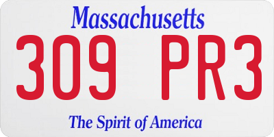 MA license plate 309PR3