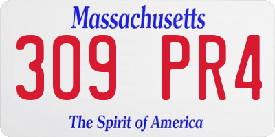MA license plate 309PR4