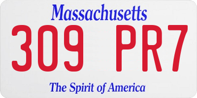 MA license plate 309PR7