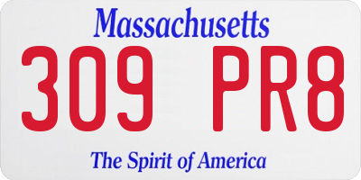 MA license plate 309PR8