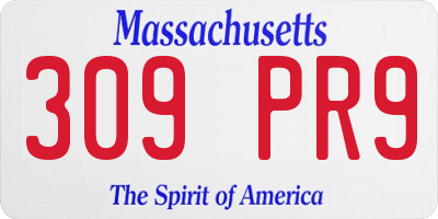 MA license plate 309PR9