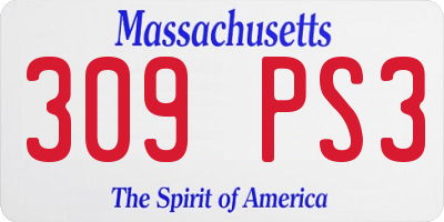 MA license plate 309PS3