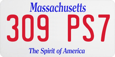 MA license plate 309PS7