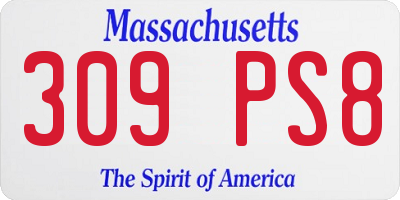 MA license plate 309PS8