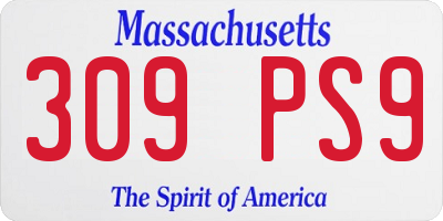 MA license plate 309PS9