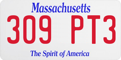 MA license plate 309PT3