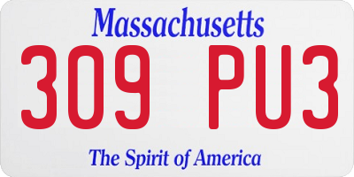 MA license plate 309PU3