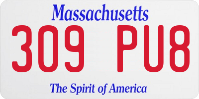 MA license plate 309PU8