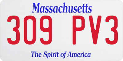 MA license plate 309PV3