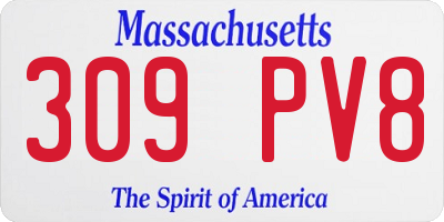 MA license plate 309PV8