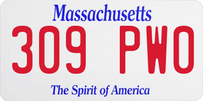MA license plate 309PW0