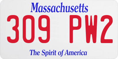 MA license plate 309PW2