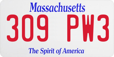 MA license plate 309PW3