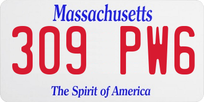 MA license plate 309PW6