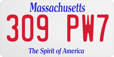MA license plate 309PW7