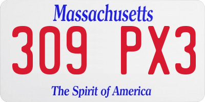 MA license plate 309PX3