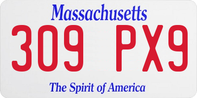MA license plate 309PX9