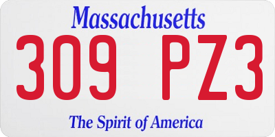 MA license plate 309PZ3