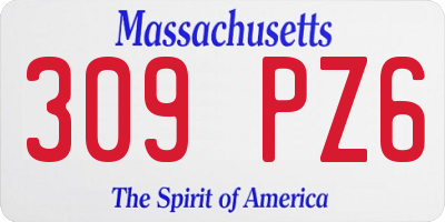 MA license plate 309PZ6