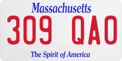 MA license plate 309QA0