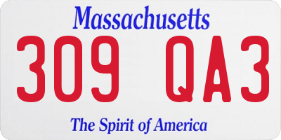 MA license plate 309QA3