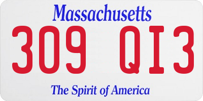 MA license plate 309QI3