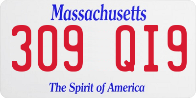 MA license plate 309QI9