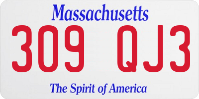 MA license plate 309QJ3
